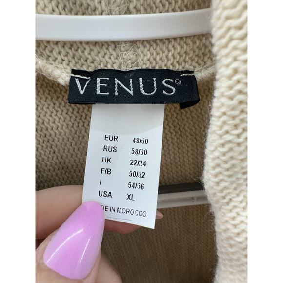 Venus Womens Cardigan Size XL Tan Knit Long Sleeve Open Front Sweater - Picture 6 of 13
